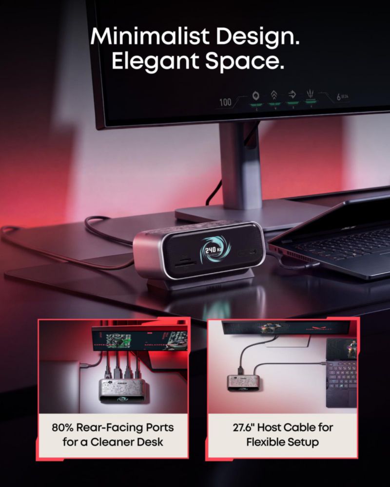 Hub USB‑C Anker VALORANT 10‑en‑1 con Pantalla Inteligente