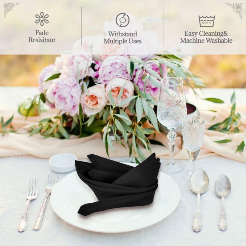 Servilletas de tela PLOYMONO negras 43 cm (8 unidades) – poliéster