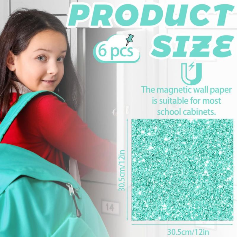Papel tapiz magnético para taquillas Gosodeny 30 cm Brillo verde azulado - Juego de 6