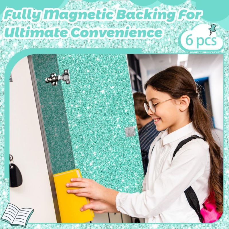 Papel tapiz magnético para taquillas Gosodeny 30 cm Brillo verde azulado - Juego de 6