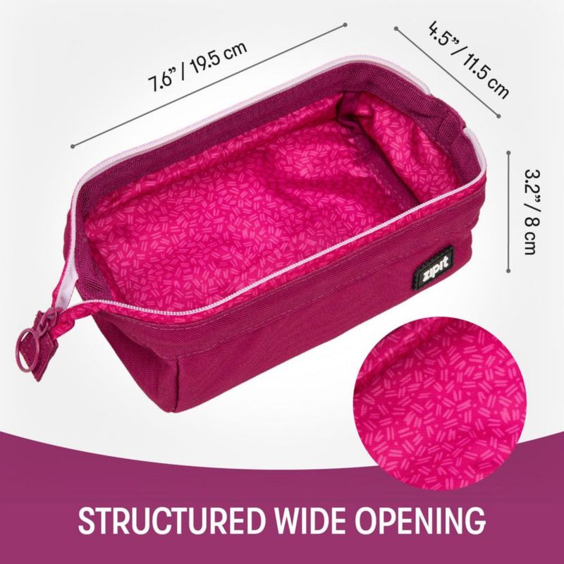 Estuche de lápices ZIPIT 19x11x7 cm Rosa con apertura ancha