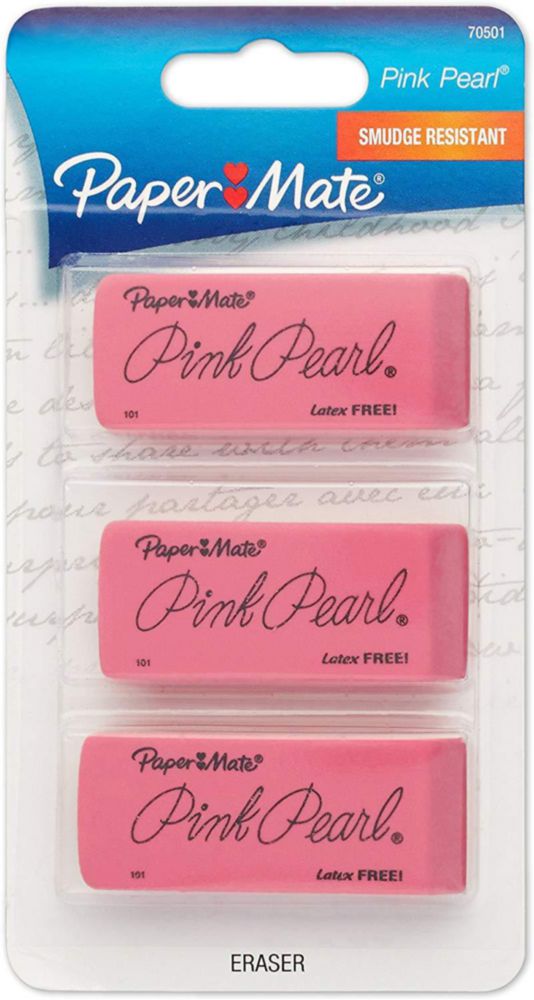 Goma de borrar Paper Mate Pink Pearl paquete de 3 (6 unidades)