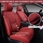 Fundas de Asiento TINRAIYANG Juego Completo Cuero Sintético Rojo Vino