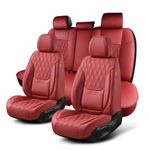 Fundas de Asiento TINRAIYANG Juego Completo Cuero Sintético Rojo Vino