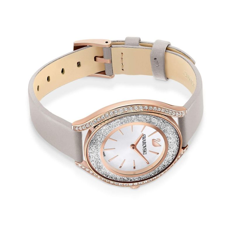 Reloj Swarovski Aura Cristalina con Correa de Cuero Gris