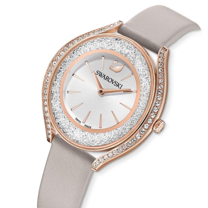 Reloj Swarovski Aura Cristalina con Correa de Cuero Gris