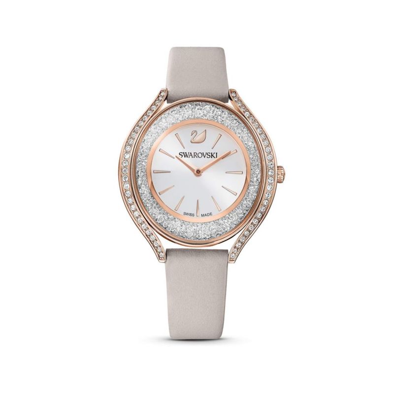 Reloj Swarovski Aura Cristalina con Correa de Cuero Gris