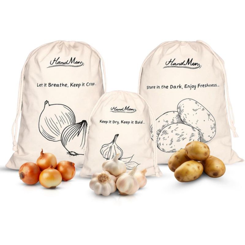 Bolsas de Almacenamiento HanaMoon 3 Unidades de Algodón Reutilizables 40×30 cm