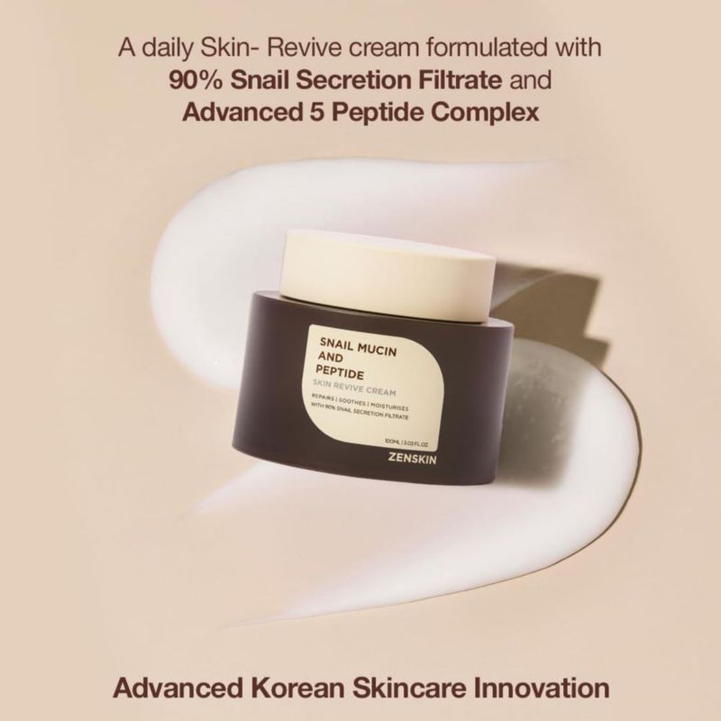 Crema Hidratante Zenskin 100 ml con Moco de Caracol y Péptido