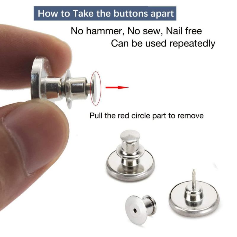 Botones Metálicos Ajustables ZENGLU 17 mm 8 piezas para Pantalones