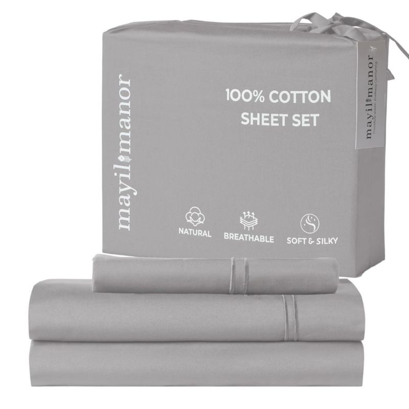 Juego de sábanas Mayil Manor Twin XL 500 hilos algodón gris (3 piezas)