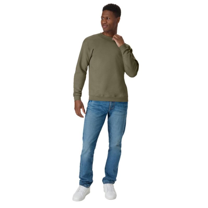 Sudadera Hanes de Cuello Redondo Verde Caqui Talla Media
