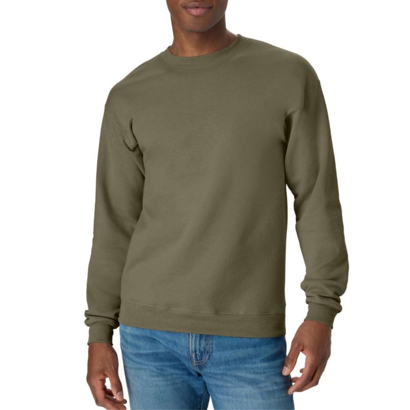Sudadera Hanes de Cuello Redondo Verde Caqui Talla Media