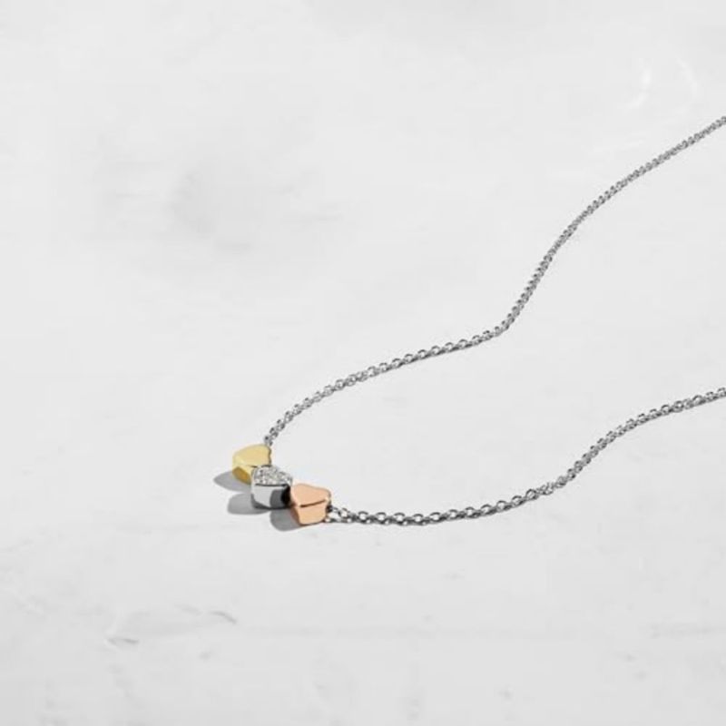 Collar Fossil 41 cm Tricolor Plata Oro y Oro Rosa en Acero Inoxidable
