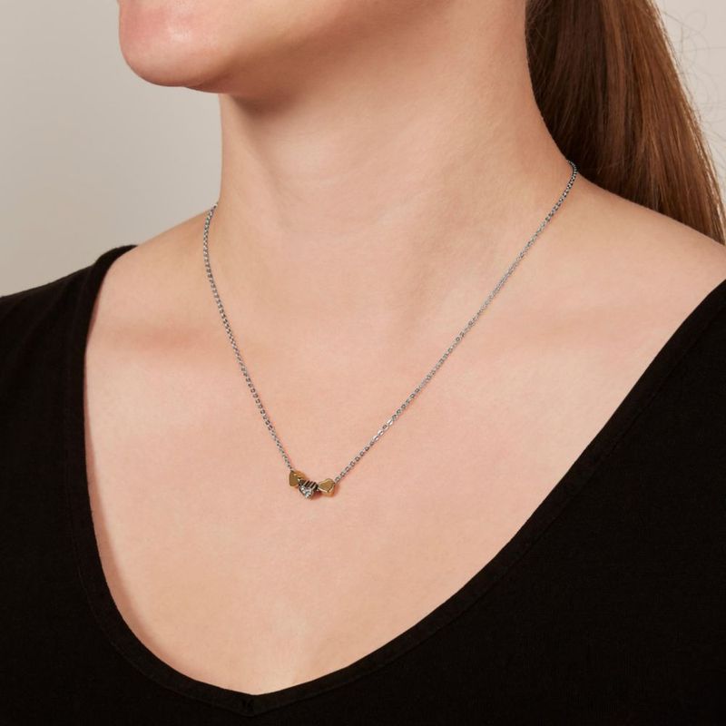 Collar Fossil 41 cm Tricolor Plata Oro y Oro Rosa en Acero Inoxidable