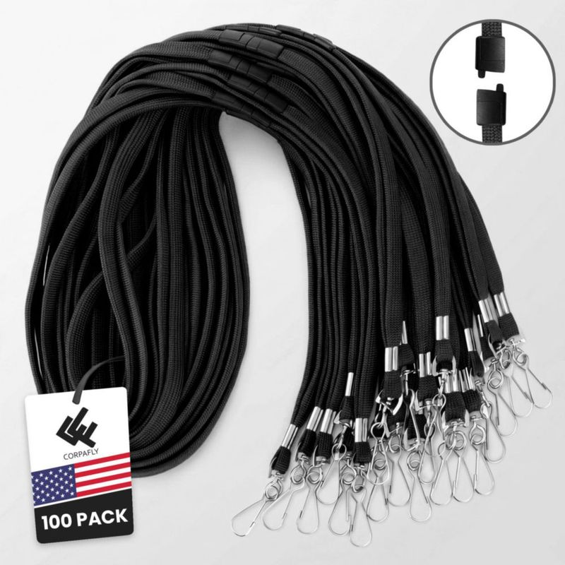 Cordón de seguridad Corpafly 100 unidades negro 45 cm con gancho tipo J