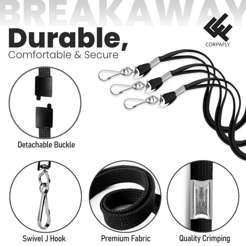 Cordón de seguridad Corpafly 100 unidades negro 45 cm con gancho tipo J