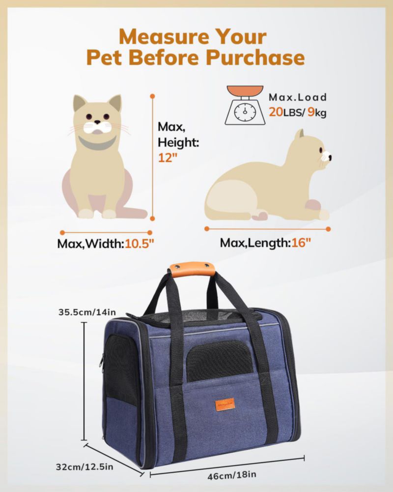 Transportadora para gatos Morpilot 46x32x36 cm hasta 9 kg plegable
