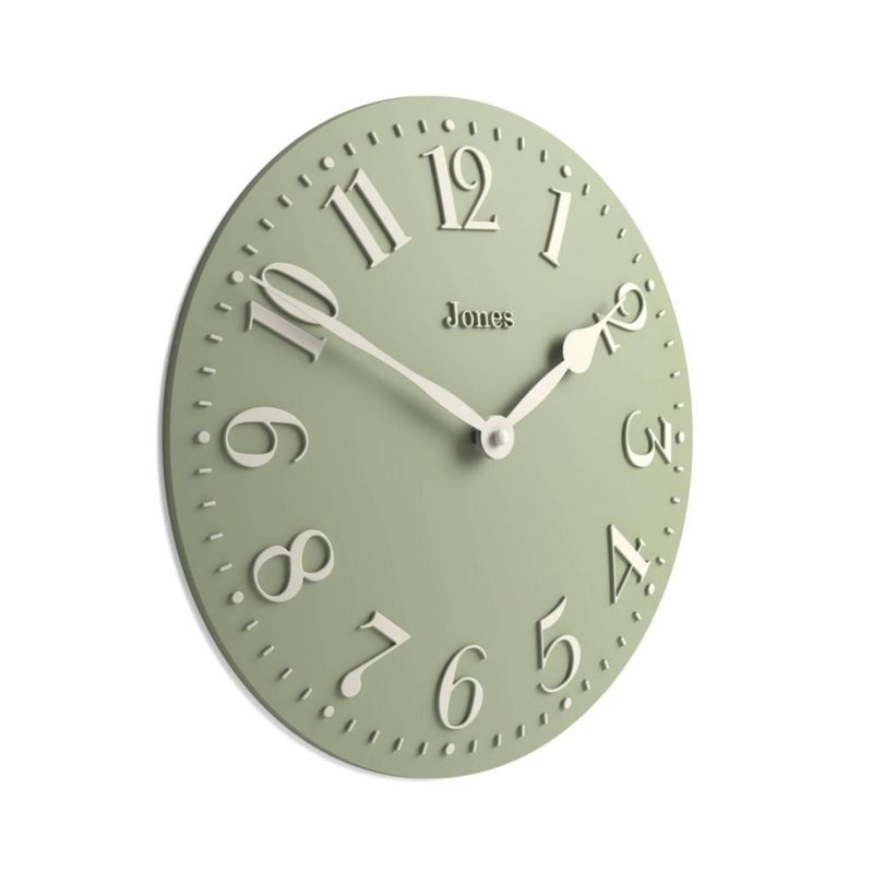 Reloj de pared JONES CLOCKS Betty 30x30 cm Verde Salvia de cuarzo