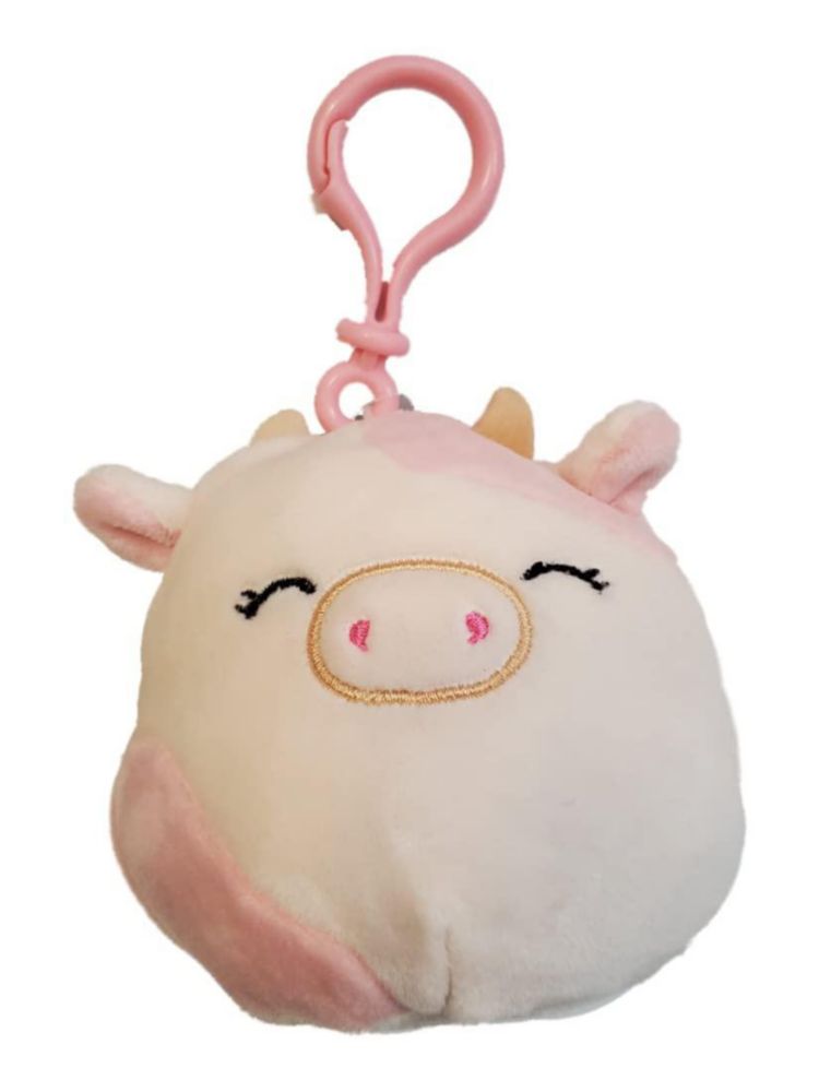 Figura de peluche Squishmallows 9 cm con clip Caedyn la Vaca