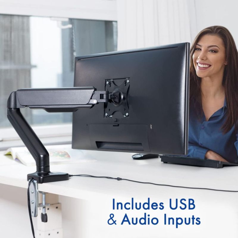Brazo para Monitor Stellar Mounts 17-32" USB Multimedia Negro Mate