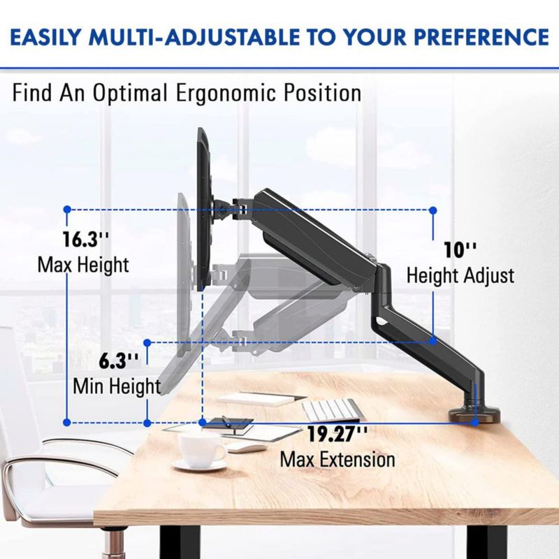 Brazo para Monitor Stellar Mounts 17-32" USB Multimedia Negro Mate