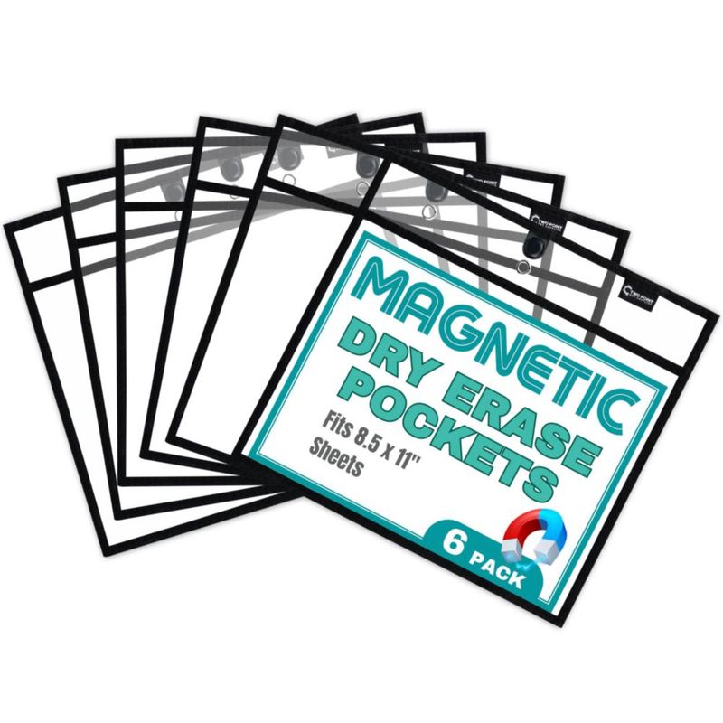 Fundas magnéticas de borrado en seco Two Point paquete de 6 formato horizontal negro
