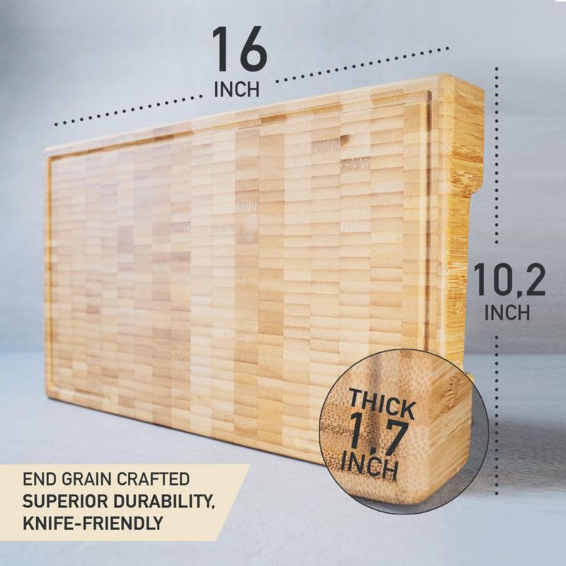 Tabla de cortar BABILONIA 4 cm de bambú con grano transversal