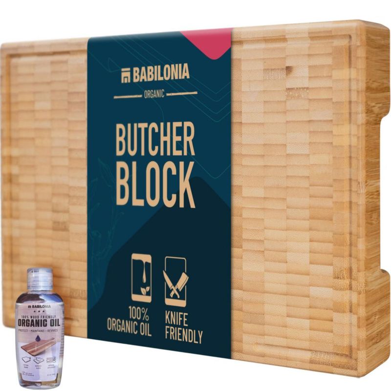 Tabla de cortar BABILONIA 4 cm de bambú con grano transversal