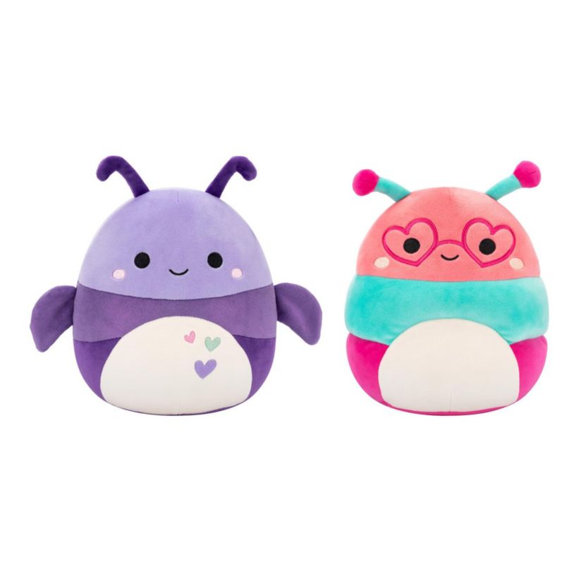 Peluche Squishmallows de 20 cm Escarabajo y Gusano de Libros – Pack de 2