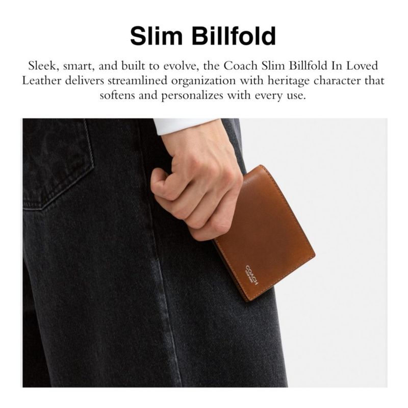 BILLETERA Coach Slim Billfold de cuero amado 10 cm × 8 cm