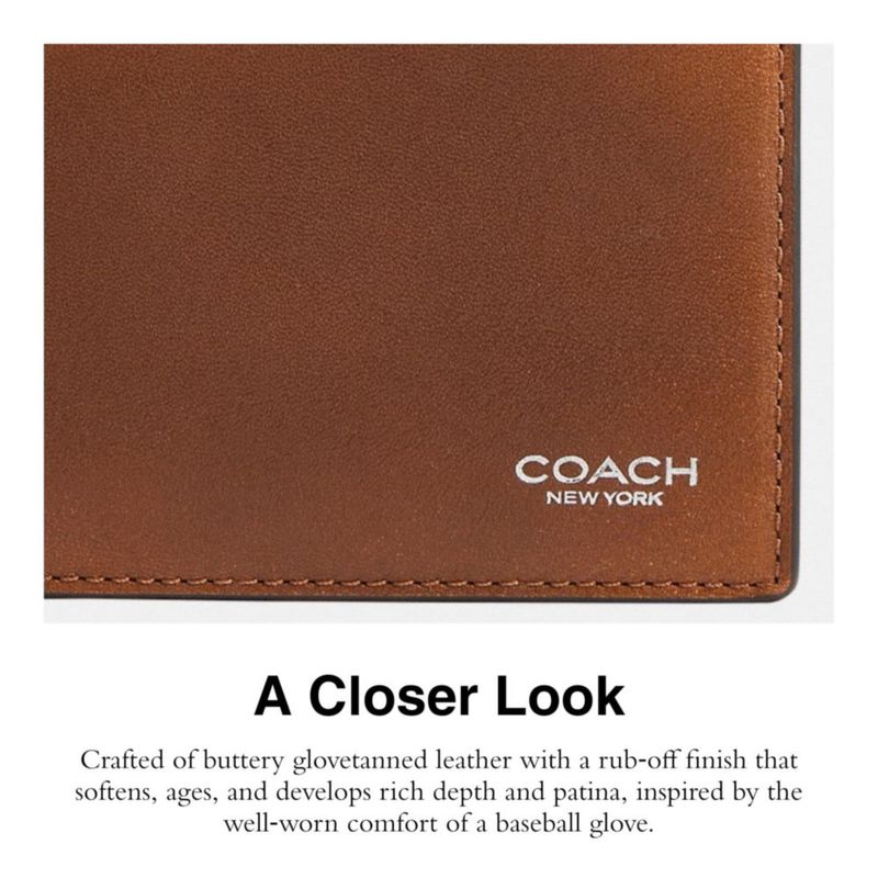 BILLETERA Coach Slim Billfold de cuero amado 10 cm × 8 cm