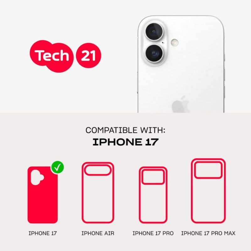 Funda Tech21 EvoClear para iPhone 17 Transparente y Compatible con Carga Inalámbrica