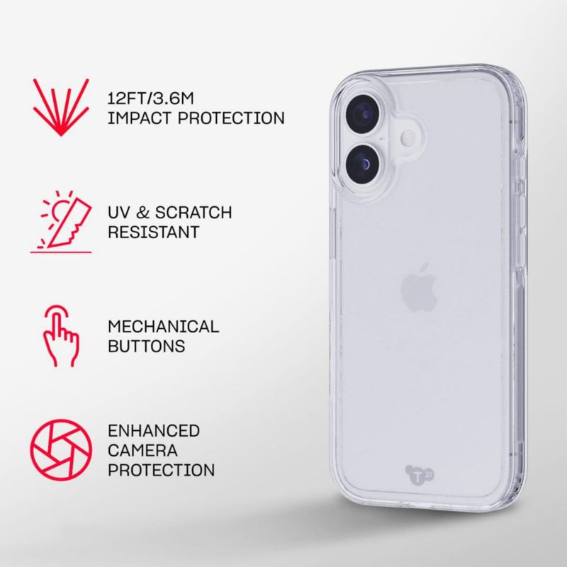 Funda Tech21 EvoClear para iPhone 17 Transparente y Compatible con Carga Inalámbrica