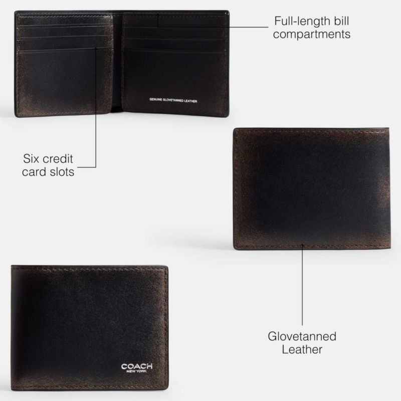 Cartera Slim Billfold Coach en Cuero Loved 10 cm × 8 cm