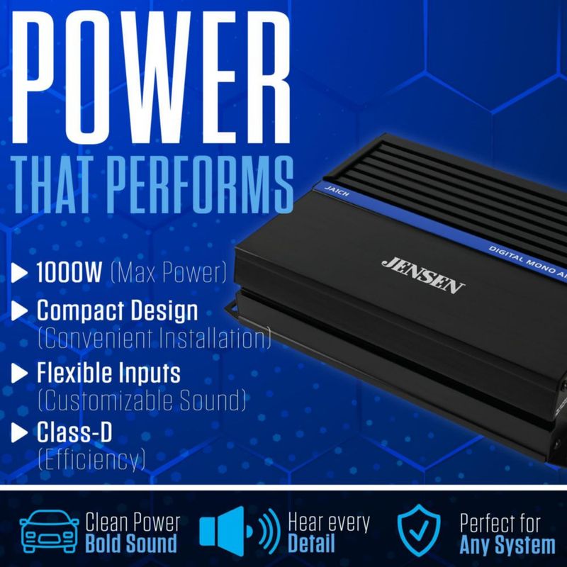 Amplificador de coche Jensen JA1CH Mono 1000 W pico Clase‑D