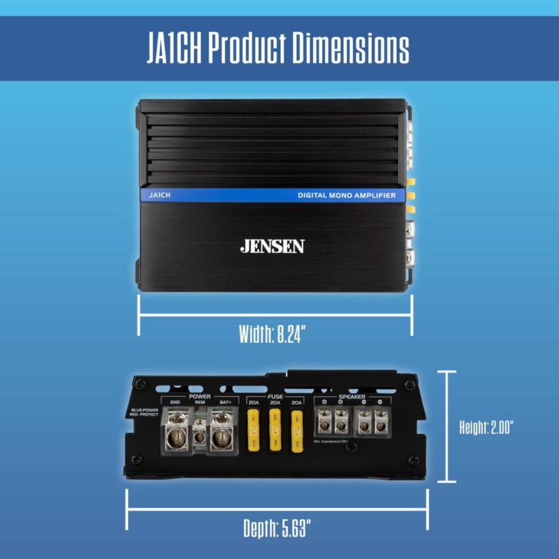 Amplificador de coche Jensen JA1CH Mono 1000 W pico Clase‑D