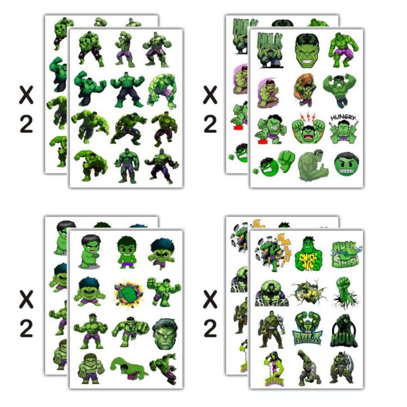 Tatuajes temporales SDONY 8 hojas Green Hero para niños