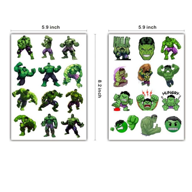 Tatuajes temporales SDONY 8 hojas Green Hero para niños