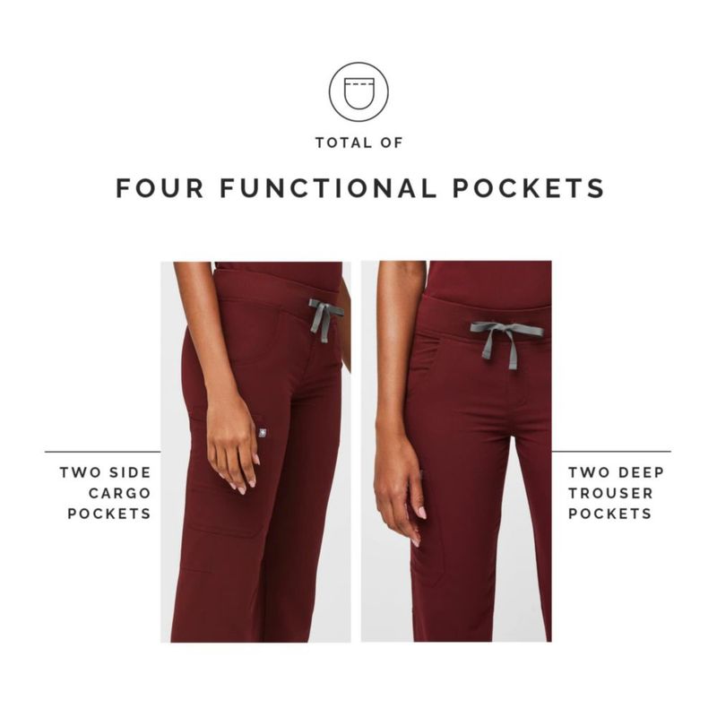 PANTALONES FIGS Kade Cargo Burdeos - Talla M
