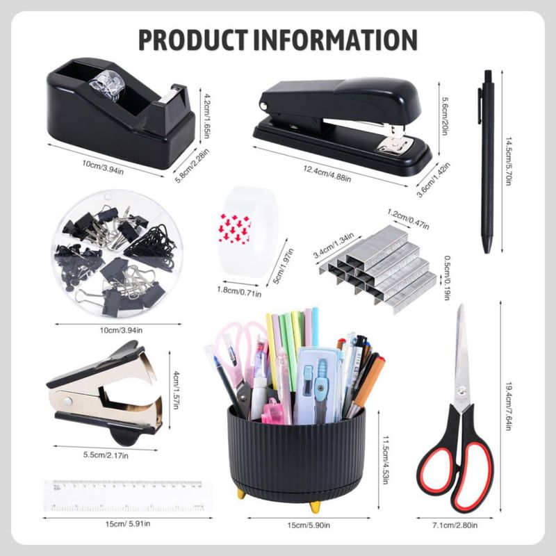 Set organizador de escritorio CADDY Gawsey 360° giratorio negro