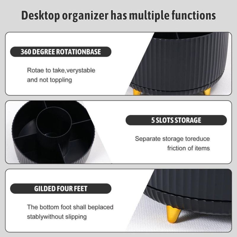 Set organizador de escritorio CADDY Gawsey 360° giratorio negro