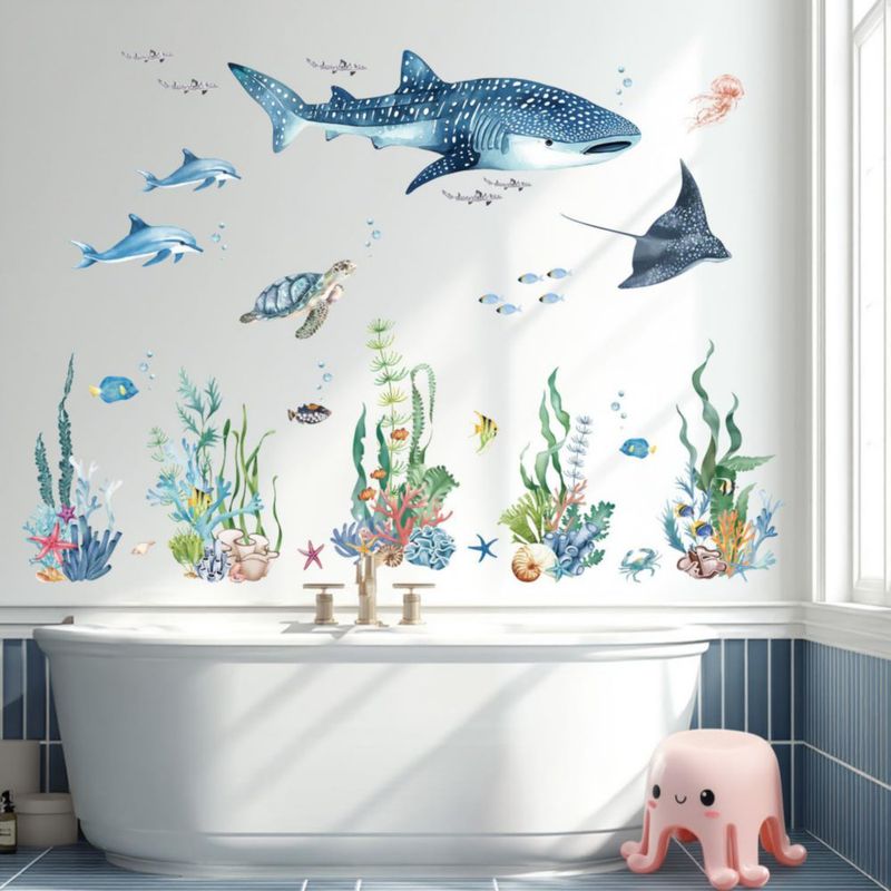 Vinilos decorativos Quinspir 90 x 30 cm Animales marinos para habitación infantil