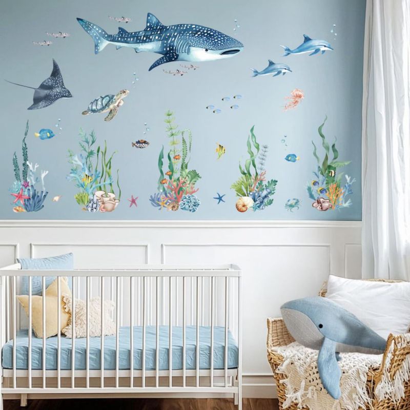Vinilos decorativos Quinspir 90 x 30 cm Animales marinos para habitación infantil