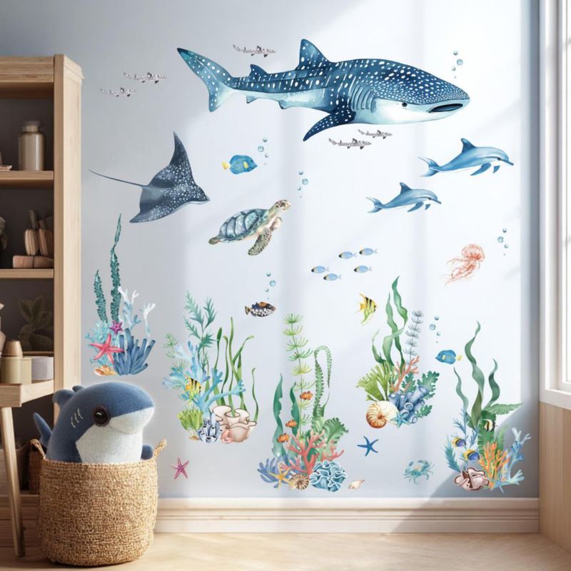 Vinilos decorativos Quinspir 90 x 30 cm Animales marinos para habitación infantil