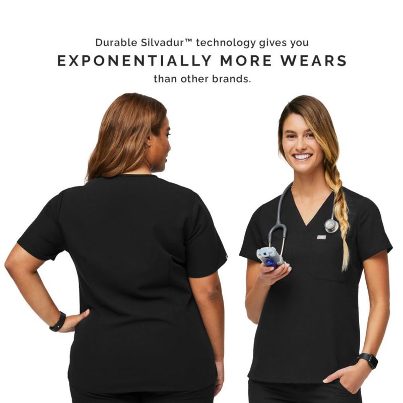 Top de Scrubs FIGS Catarina Negro XS de Un Bolsillo