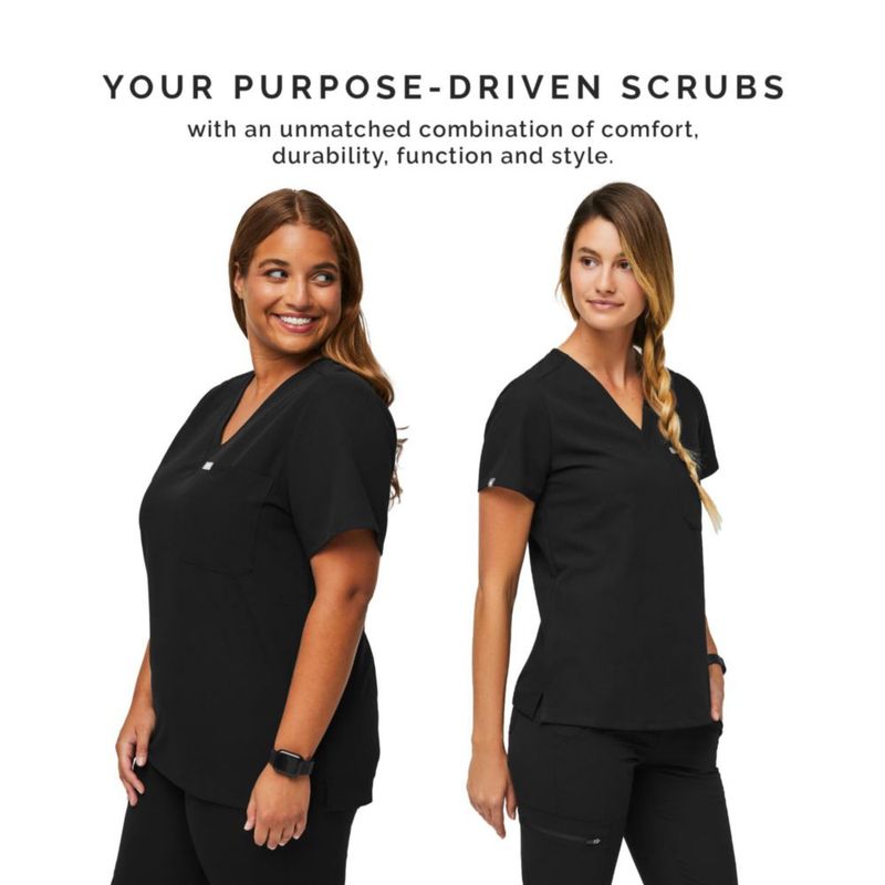 Top de Scrubs FIGS Catarina Negro XS de Un Bolsillo