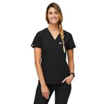 Top de Scrubs FIGS Catarina Negro XS de Un Bolsillo