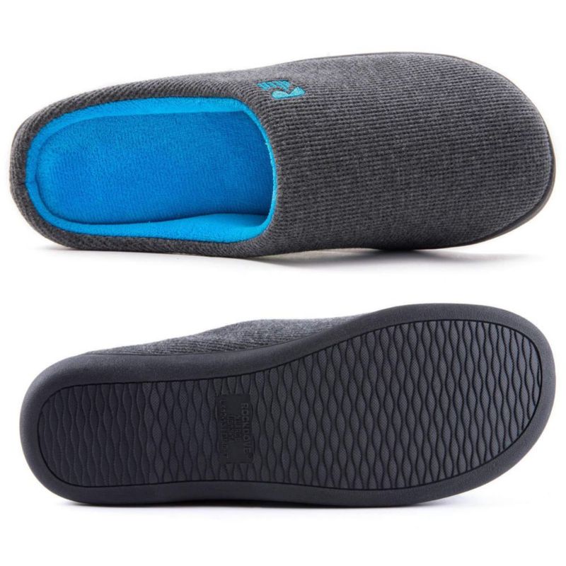 Pantufla RockDove 27‑28 cm Gris/Azul con Espuma Viscoelástica