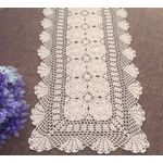 Caminero de mesa rectangular Damanni 40 x 140 cm Beige de algodón con encaje de crochet